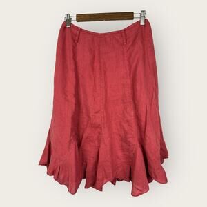 Puro Lino Womens Medium Linen Flax Skater Skirt Flaw Lagenlook Bohemian Pink